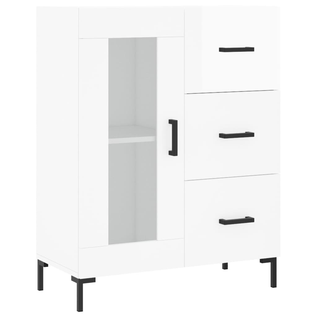 Skjenk høyglans hvit 69,5x34x90 cm konstruert tre