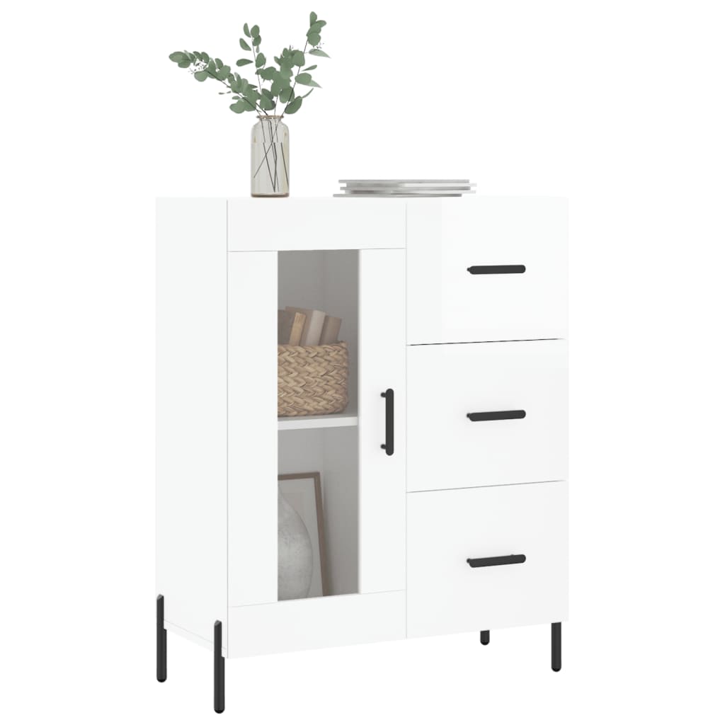 Skjenk høyglans hvit 69,5x34x90 cm konstruert tre
