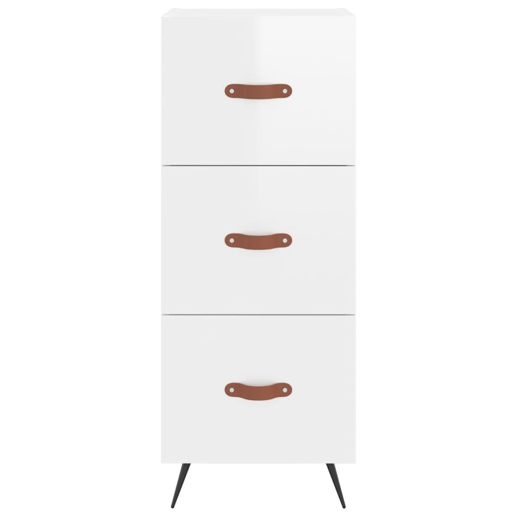Skjenk høyglans hvit 34,5x34x90 cm konstruert tre