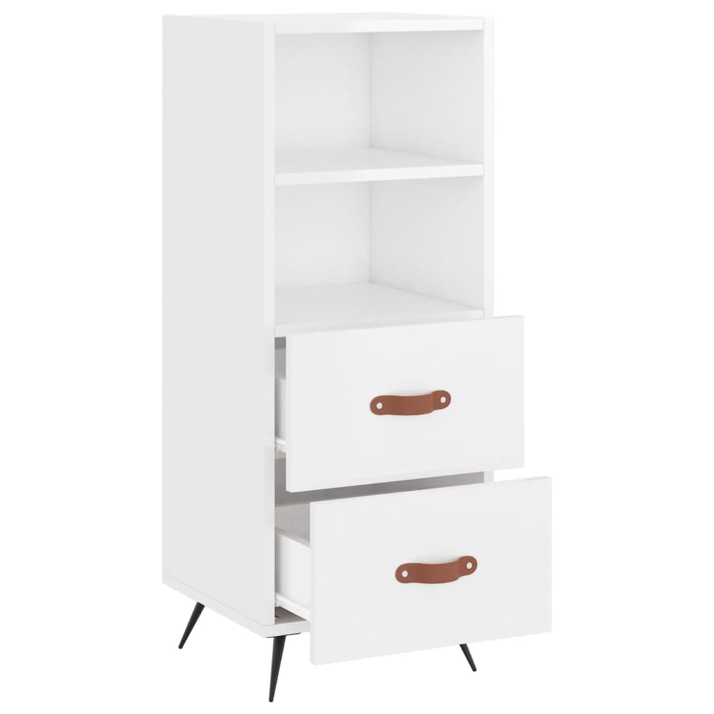 Skjenk høyglans hvit 34,5x34x90 cm konstruert tre