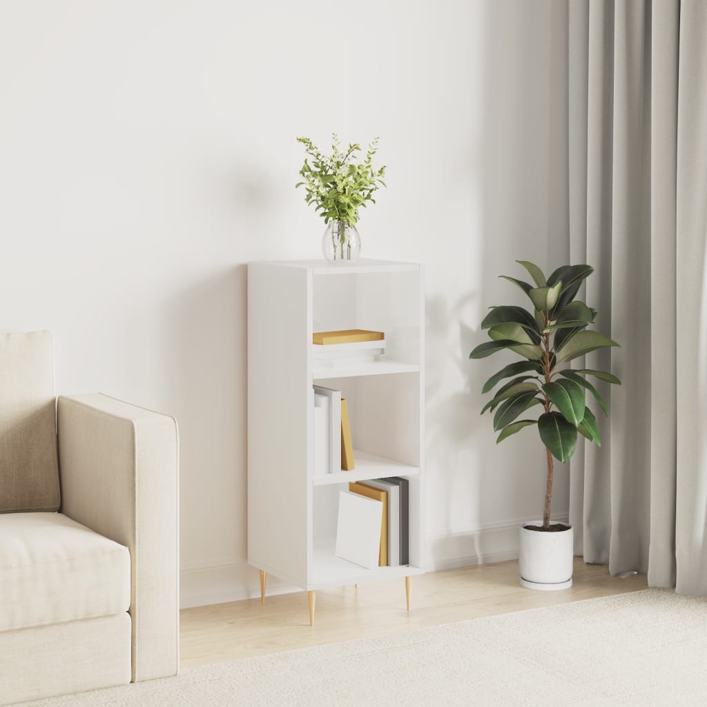 Skjenk høyglans hvit 34,5x32,5x90 cm konstruert tre