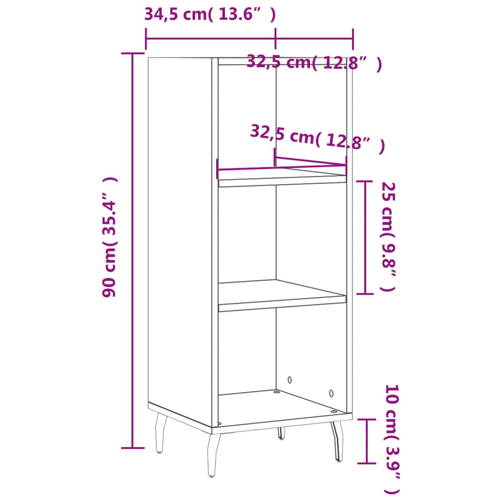 Skjenk røkt eik 34,5x32,5x90 cm konstruert tre