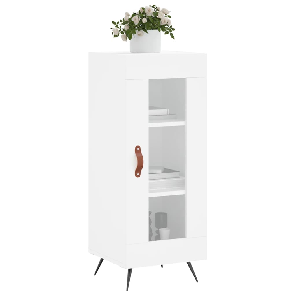Skjenk høyglans hvit 34,5x34x90 cm konstruert tre