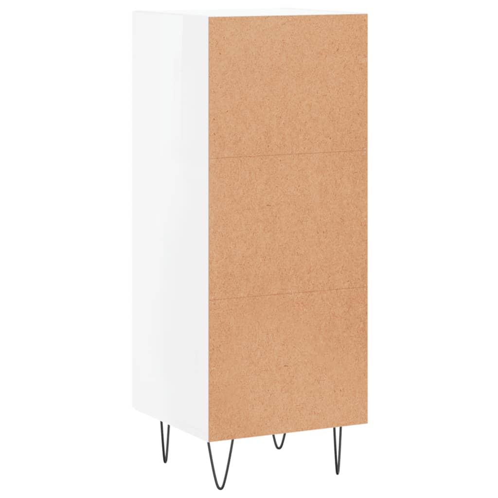 Skjenk høyglans hvit 34,5x34x90 cm konstruert tre
