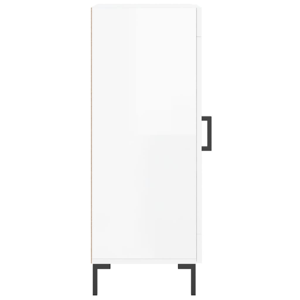 Skjenk høyglans hvit 34,5x34x90 cm konstruert tre
