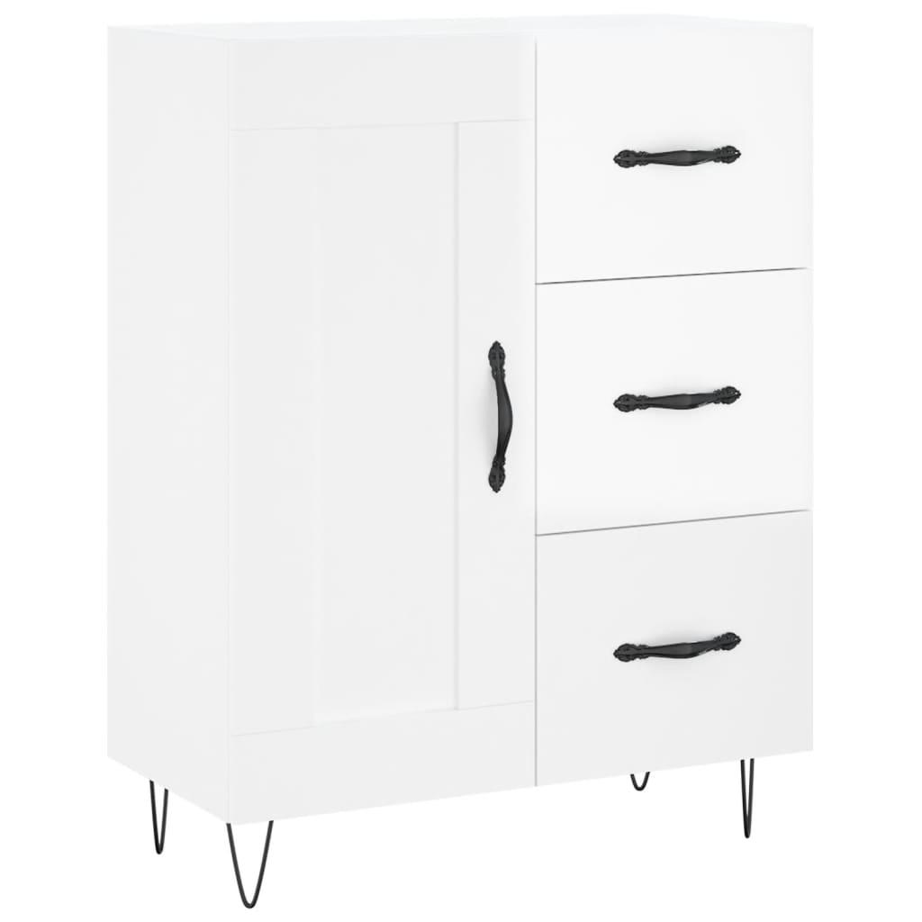 Skjenk høyglans hvit 69,5x34x90 cm konstruert tre