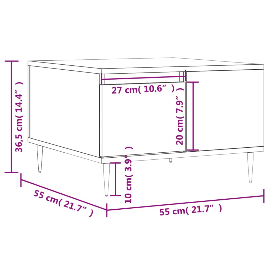 Salongbord svart 55x55x36,5 cm konstruert tre