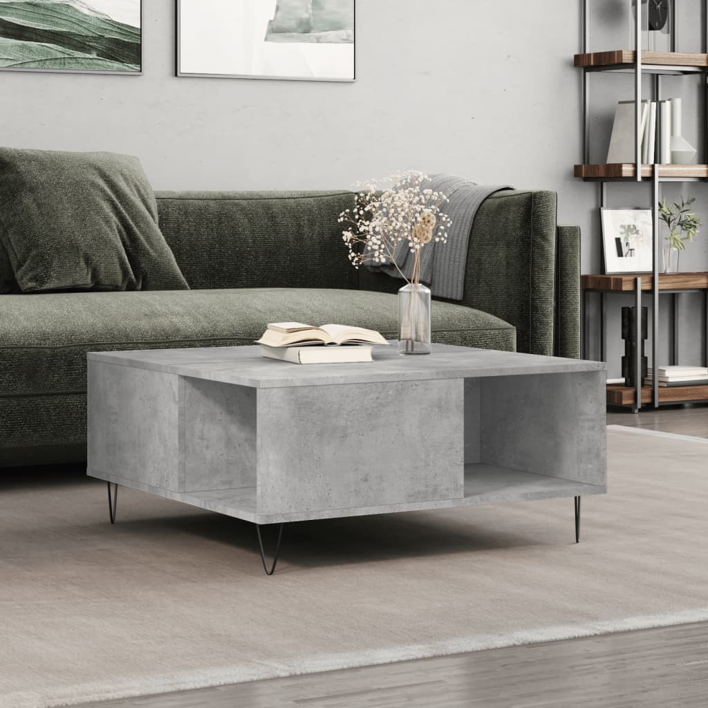 Salongbord betonggrå 80x80x36,5 cm konstruert tre