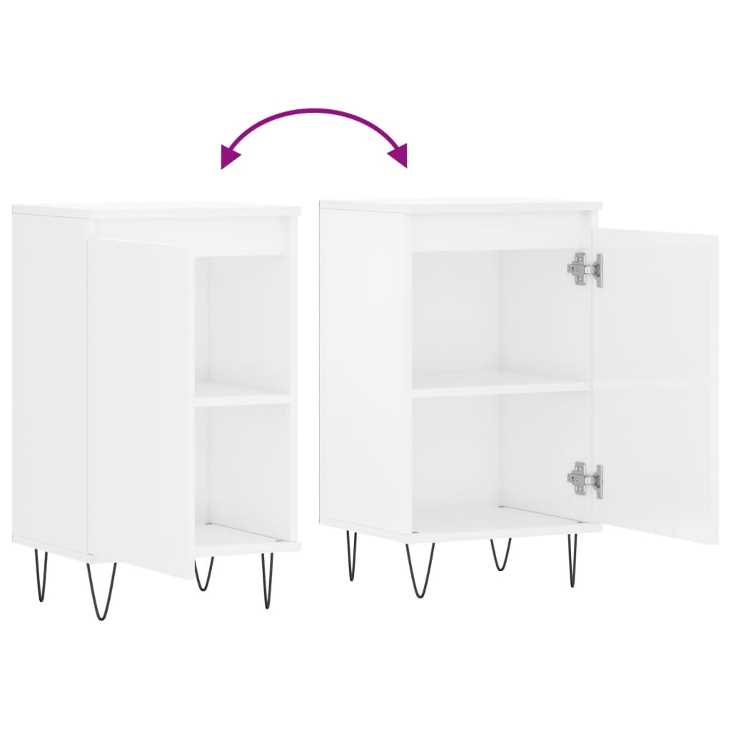 Skjenker 2 stk høyglans hvit 40x35x70 cm konstruert tre