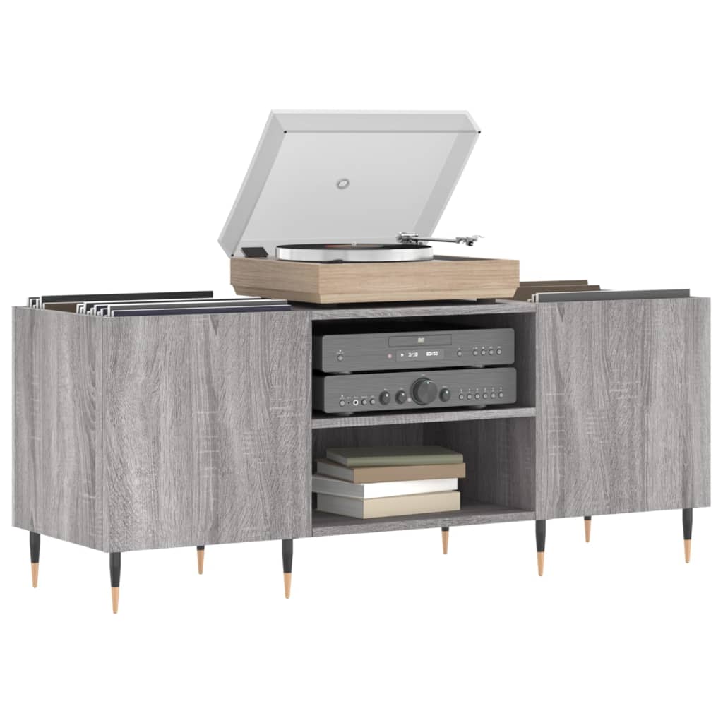 Hifi-benk grå sonoma 121x38x48 cm konstruert tre