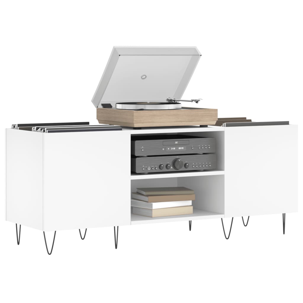 Hifi-benk hvit 121x38x48 cm konstruert tre