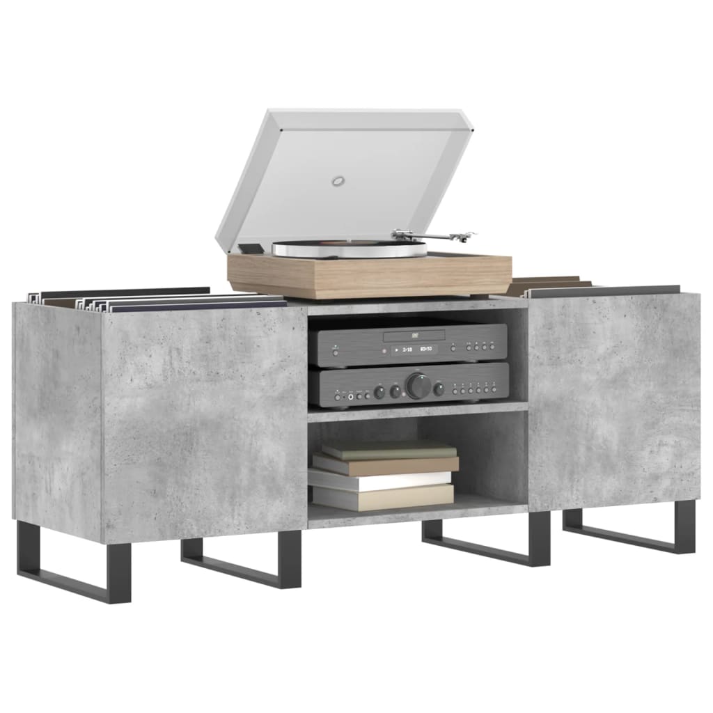Hifi-benk betonggrå 121x38x48 cm konstruert tre