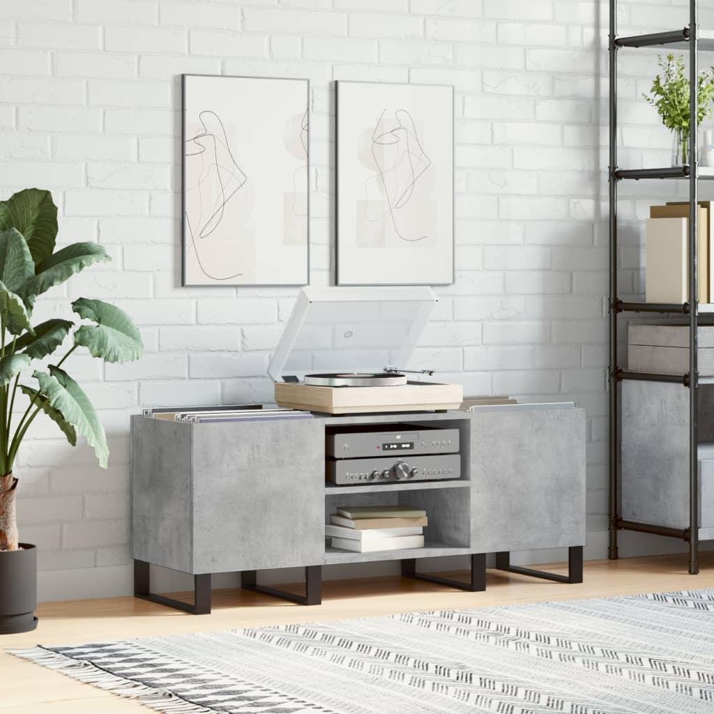 Hifi-benk betonggrå 121x38x48 cm konstruert tre