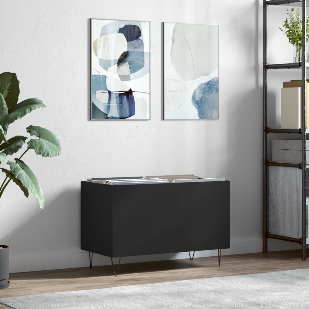 Hifi-benk svart 74,5x38x48 cm konstruert tre