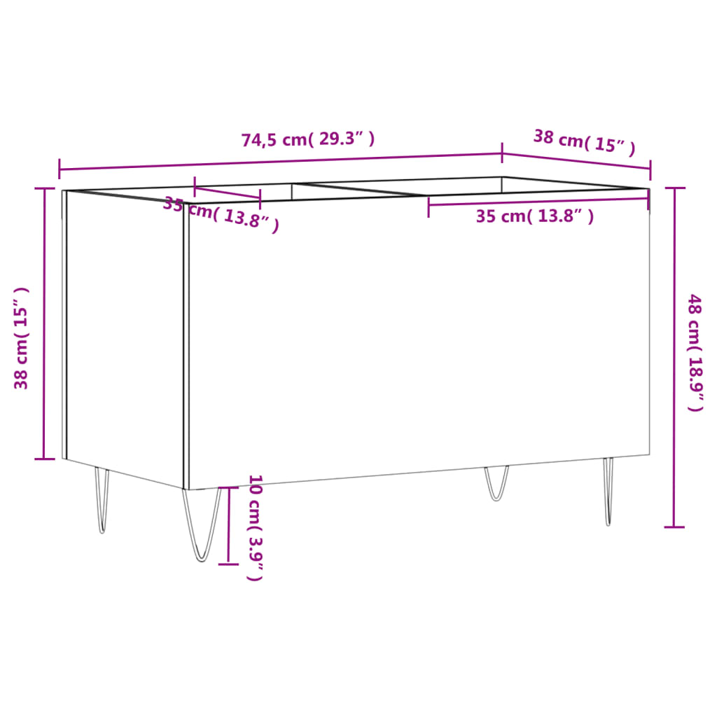 Hifi-benk grå sonoma 74,5x38x48 cm konstruert tre