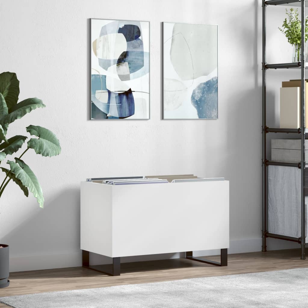 Hifi-benk hvit 74,5x38x48 cm konstruert tre