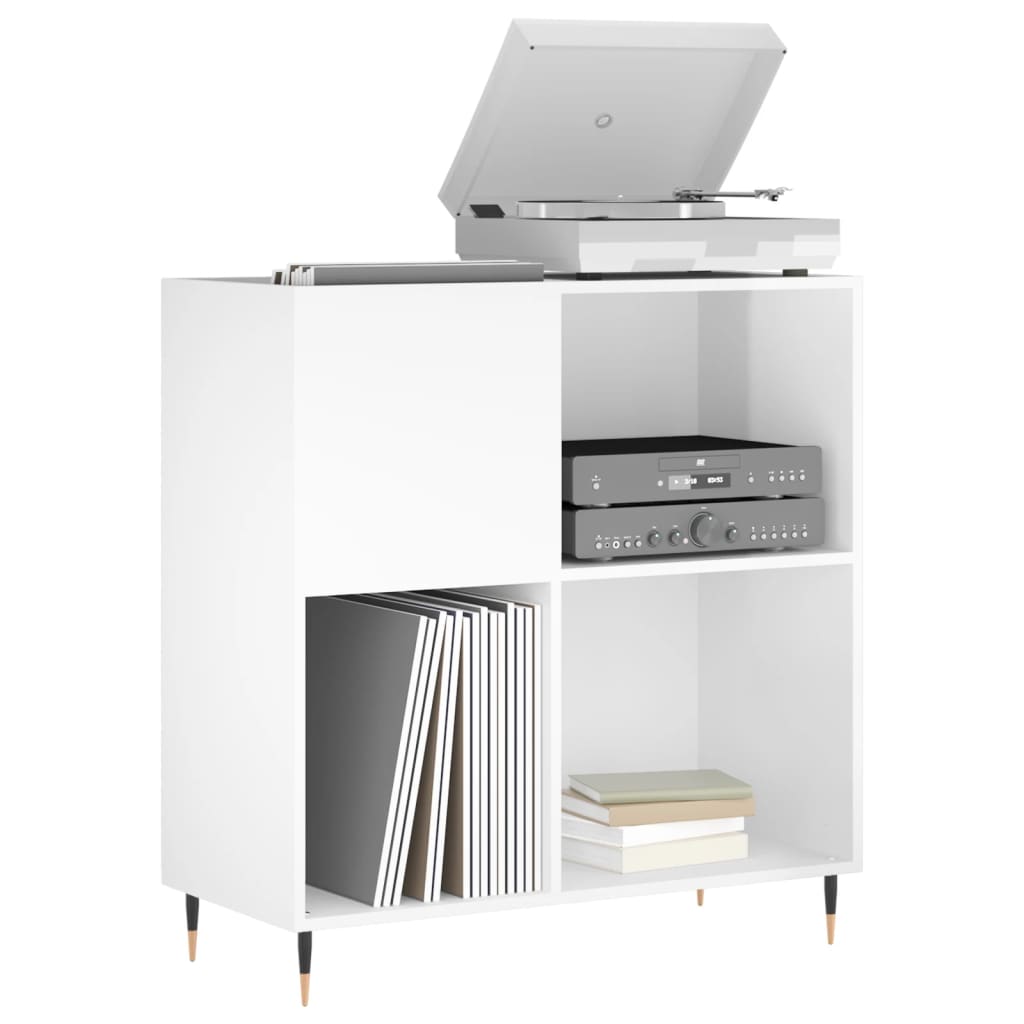 Hifi-benk høyglans hvit 84,5x38x89 cm konstruert tre