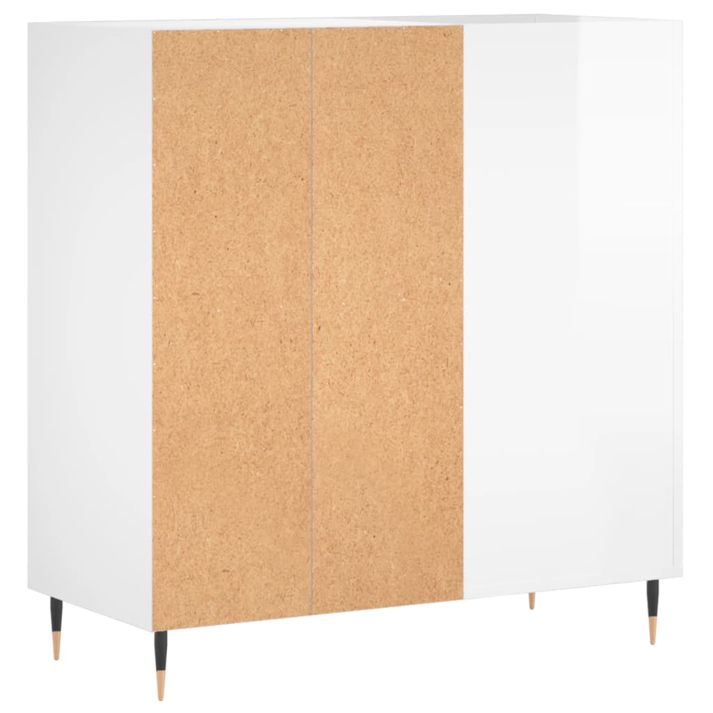 Hifi-benk høyglans hvit 84,5x38x89 cm konstruert tre