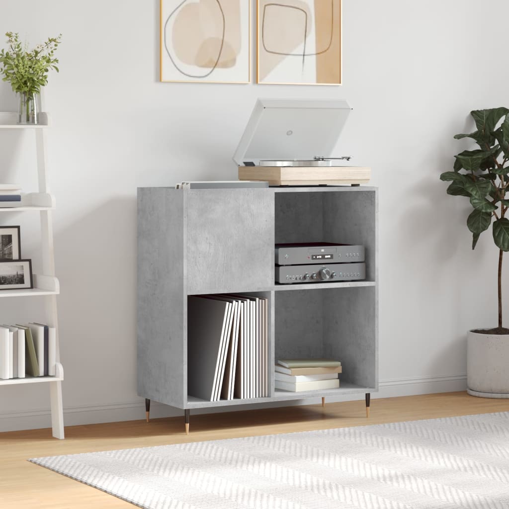 Hifi-benk betonggrå 84,5x38x89 cm konstruert tre
