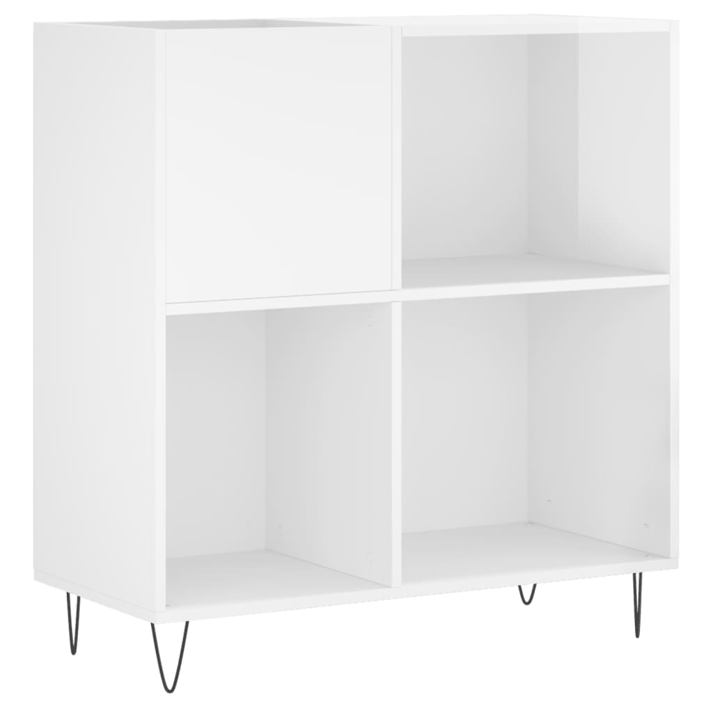 Hifi-benk høyglans hvit 84,5x38x89 cm konstruert tre