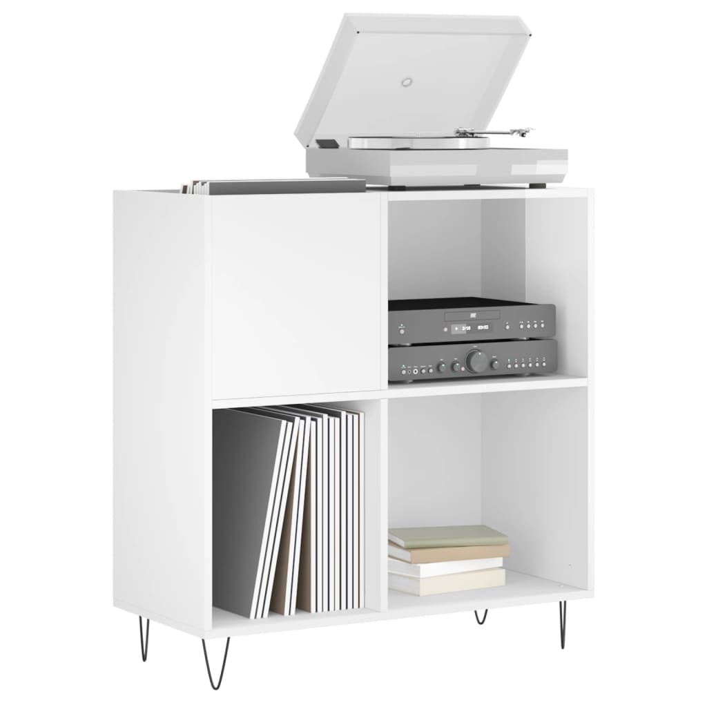 Hifi-benk høyglans hvit 84,5x38x89 cm konstruert tre