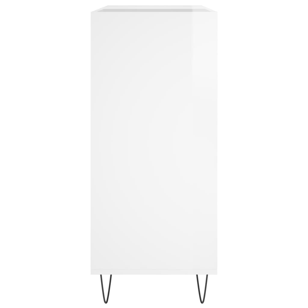 Hifi-benk høyglans hvit 84,5x38x89 cm konstruert tre