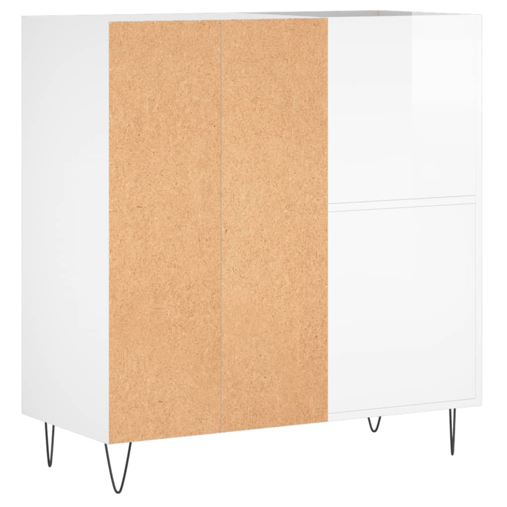 Hifi-benk høyglans hvit 84,5x38x89 cm konstruert tre