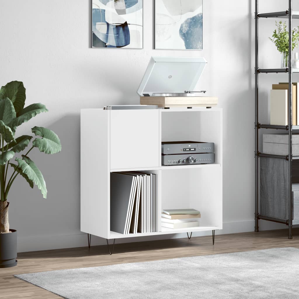Hifi-benk høyglans hvit 84,5x38x89 cm konstruert tre