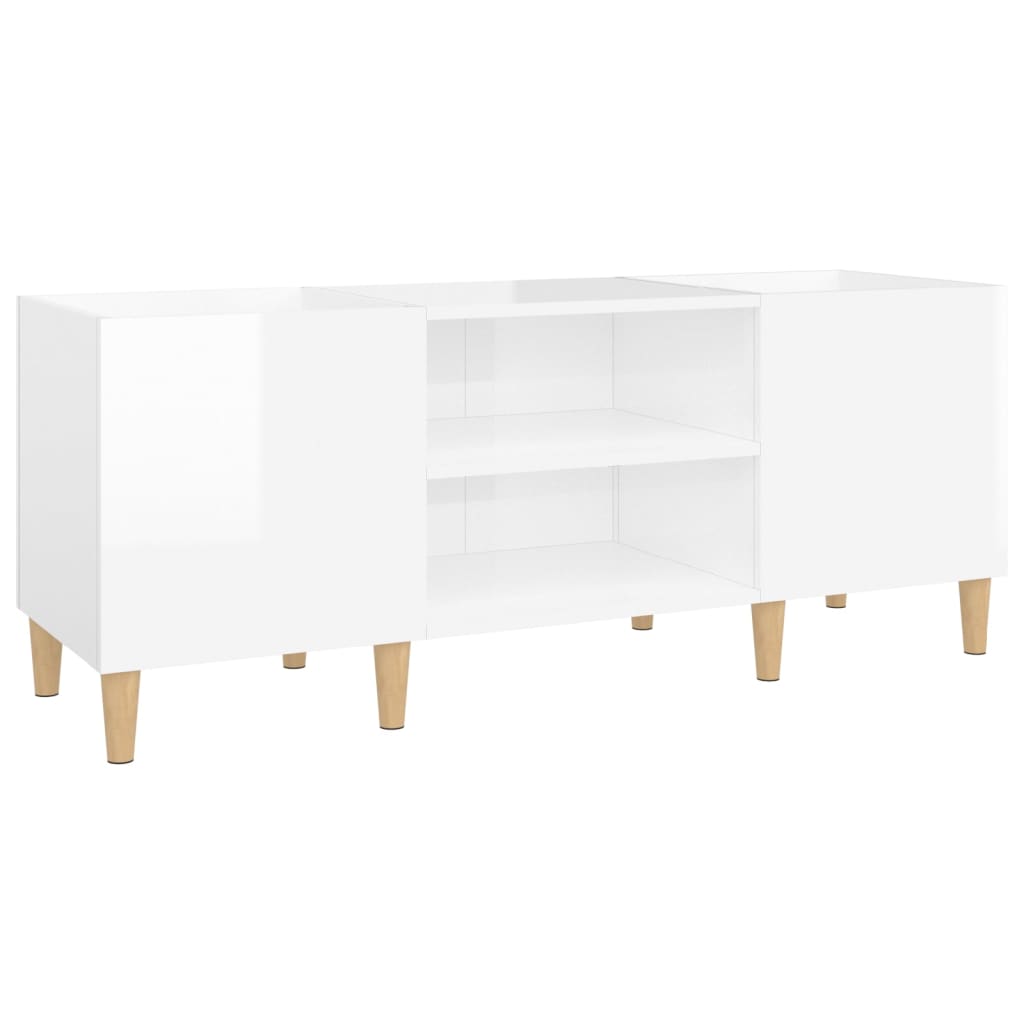Hifi-benk høyglans hvit 121x38x48 cm konstruert tre