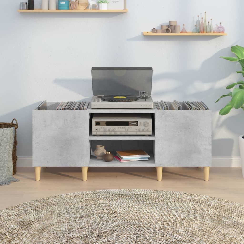 Hifi-benk betonggrå 121x38x48 cm konstruert tre