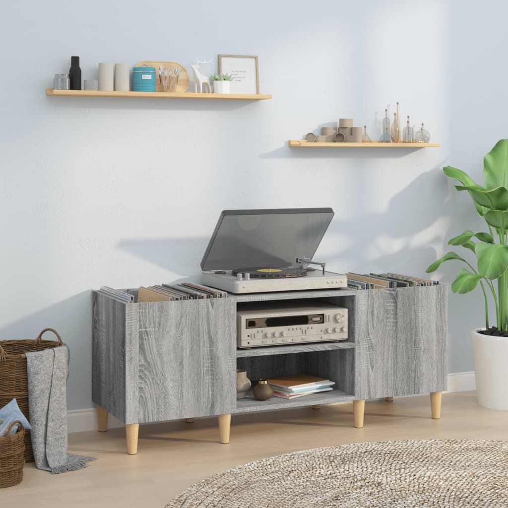 Hifi-benk grå sonoma 121x38x48 cm konstruert tre