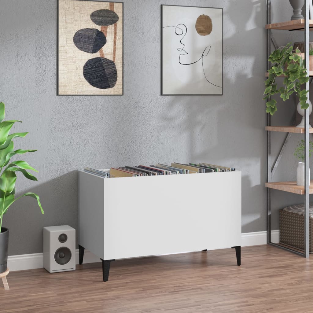 Hifi-benk hvit 74,5x38x48 cm konstruert tre