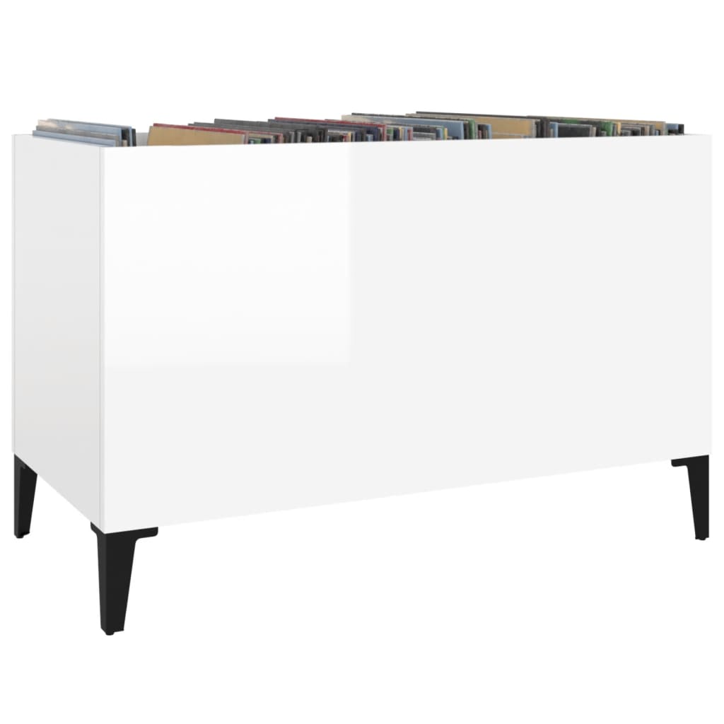 Hifi-benk høyglans hvit 74,5x38x48 cm konstruert tre