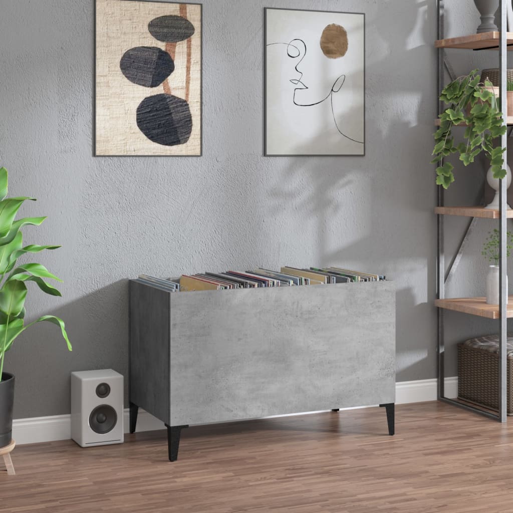 Hifi-benk betonggrå 74,5x38x48 cm konstruert tre