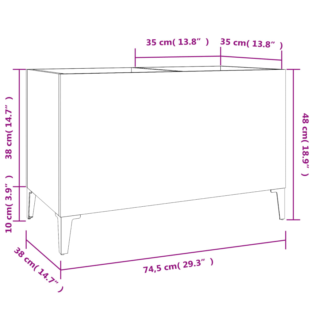 Hifi-benk grå sonoma 74,5x38x48 cm konstruert tre