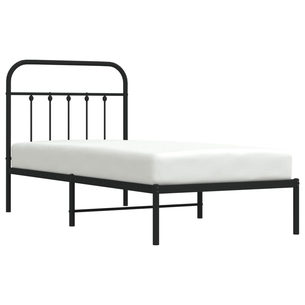 Sengeramme i metall med hodegavl svart 90x190 cm