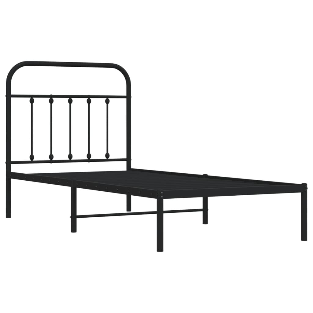 Sengeramme i metall med hodegavl svart 90x190 cm