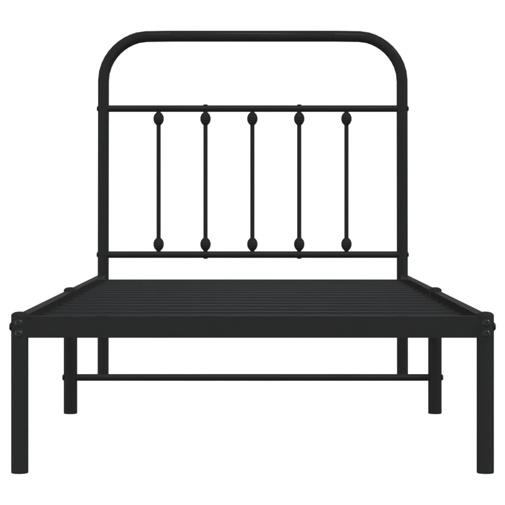 Sengeramme i metall med hodegavl svart 90x190 cm