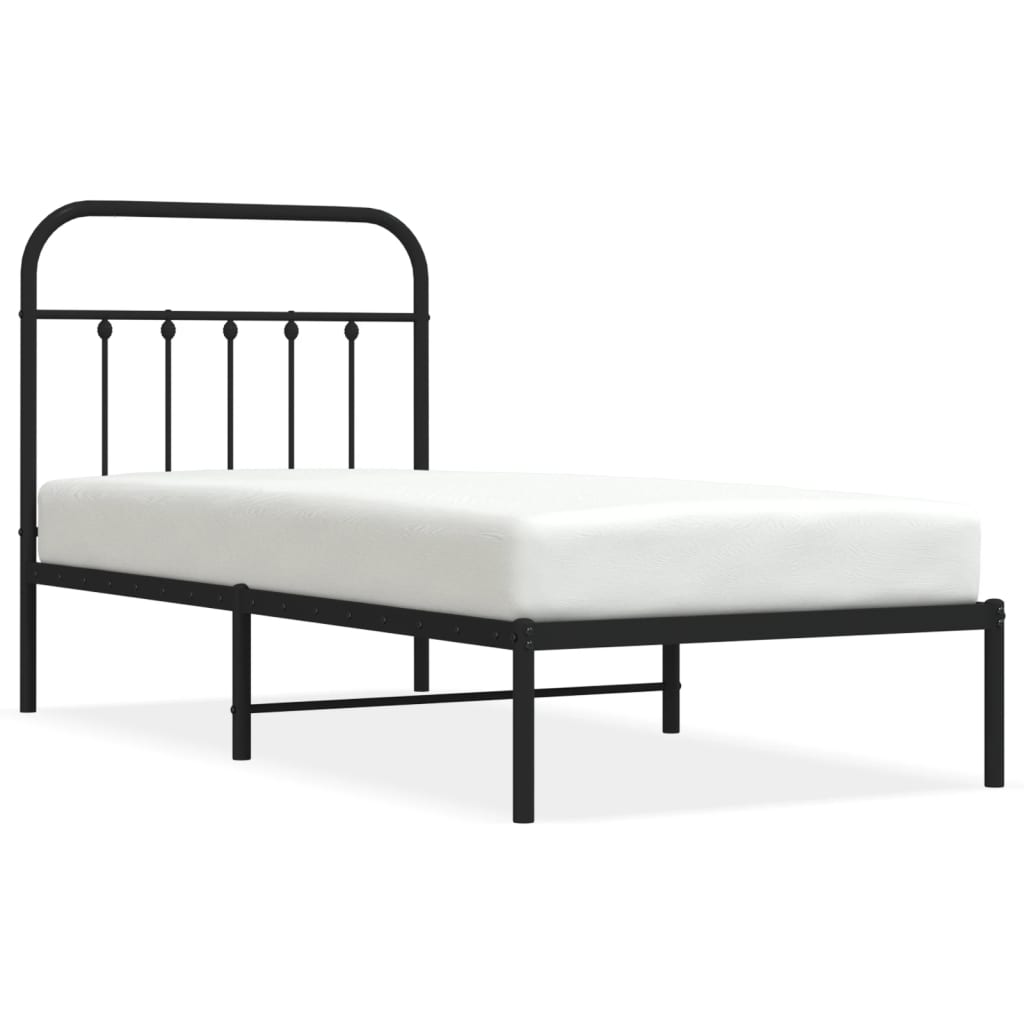 Sengeramme i metall med hodegavl svart 90x200 cm