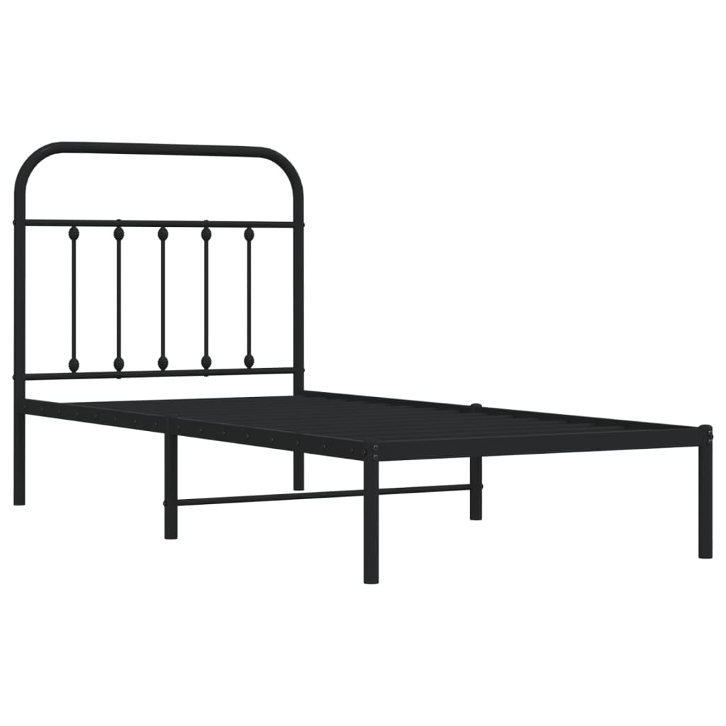 Sengeramme i metall med hodegavl svart 90x200 cm