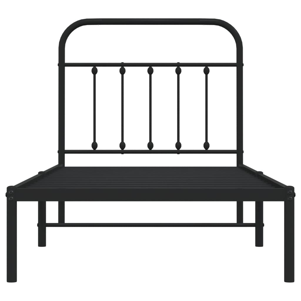 Sengeramme i metall med hodegavl svart 90x200 cm