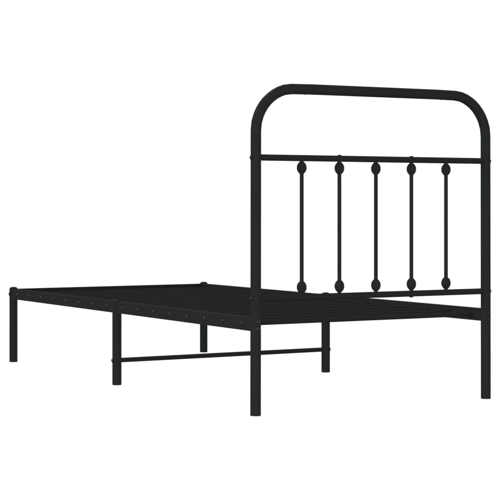 Sengeramme i metall med hodegavl svart 90x200 cm