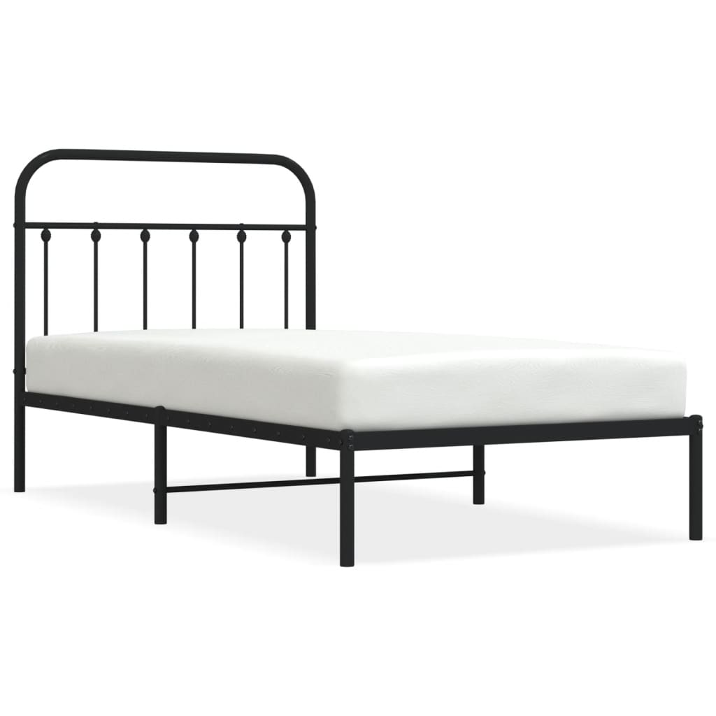 Sengeramme i metall med hodegavl svart 100x190 cm