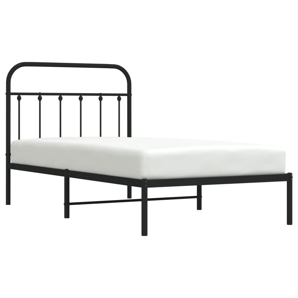 Sengeramme i metall med hodegavl svart 100x190 cm
