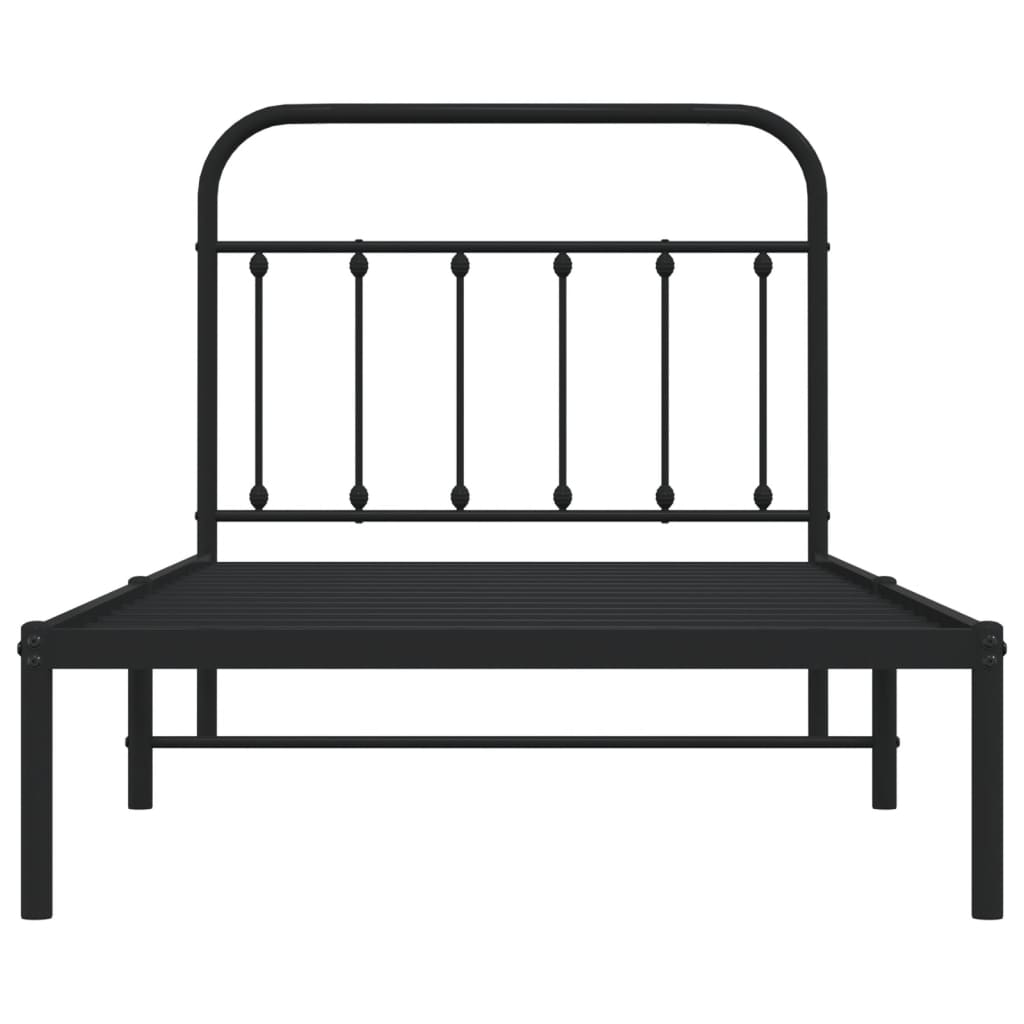 Sengeramme i metall med hodegavl svart 100x190 cm