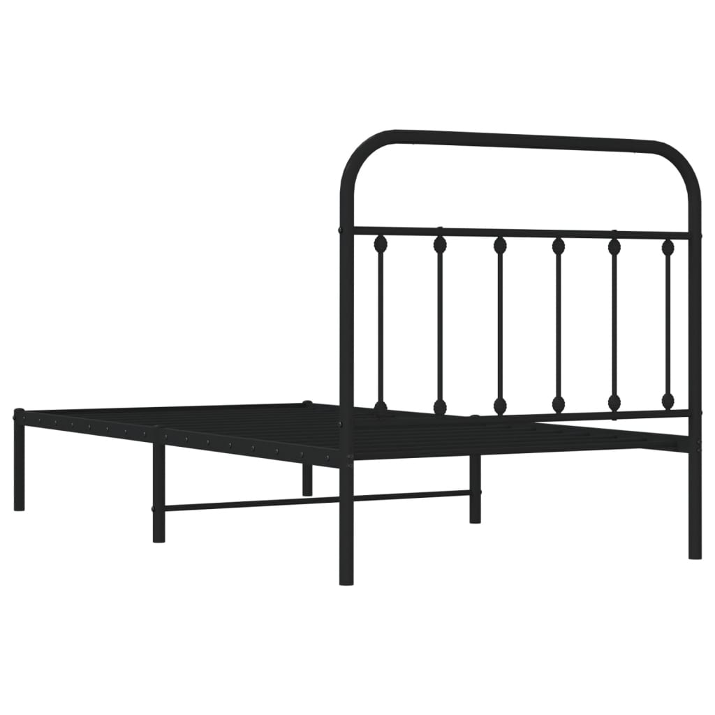 Sengeramme i metall med hodegavl svart 100x190 cm