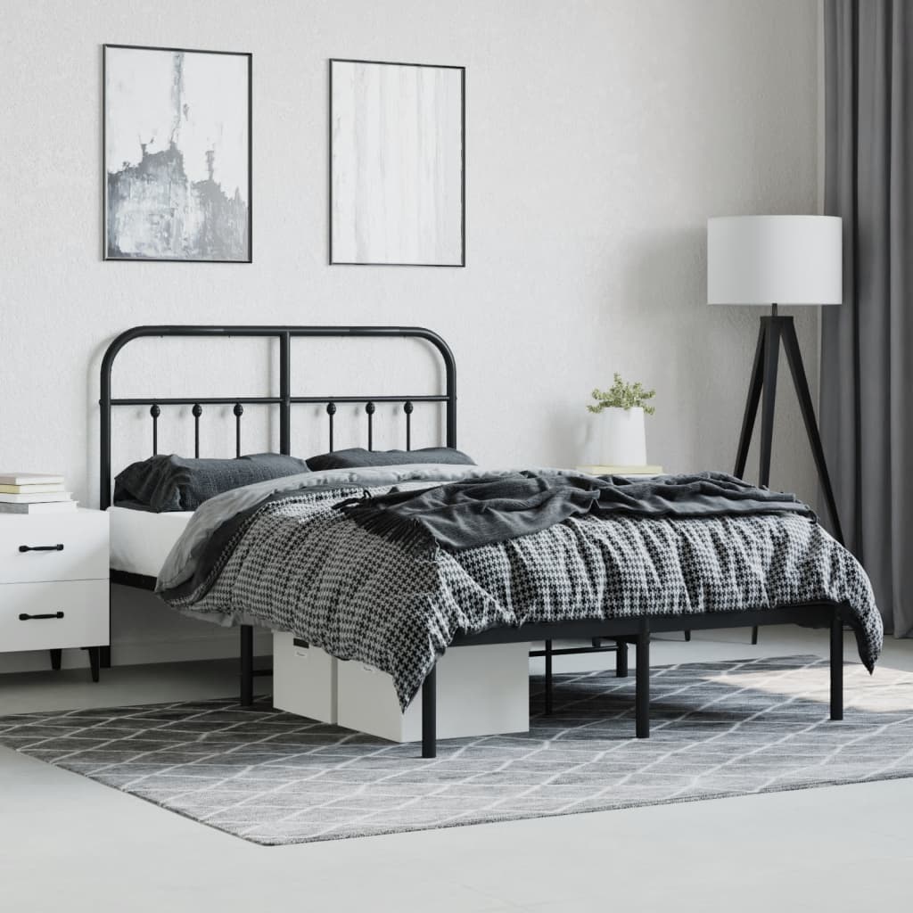 Sengeramme i metall med hodegavl svart 120x190 cm