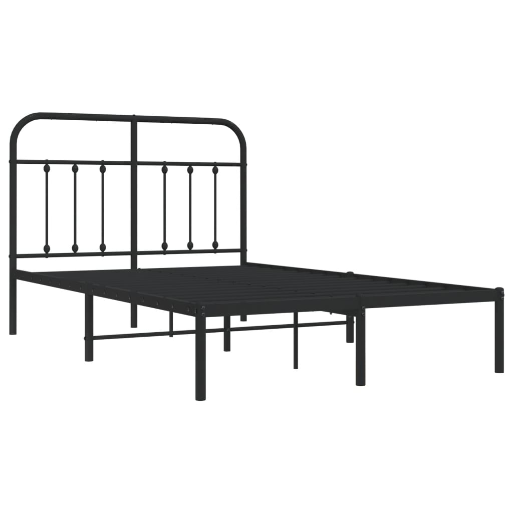 Sengeramme i metall med hodegavl svart 120x190 cm