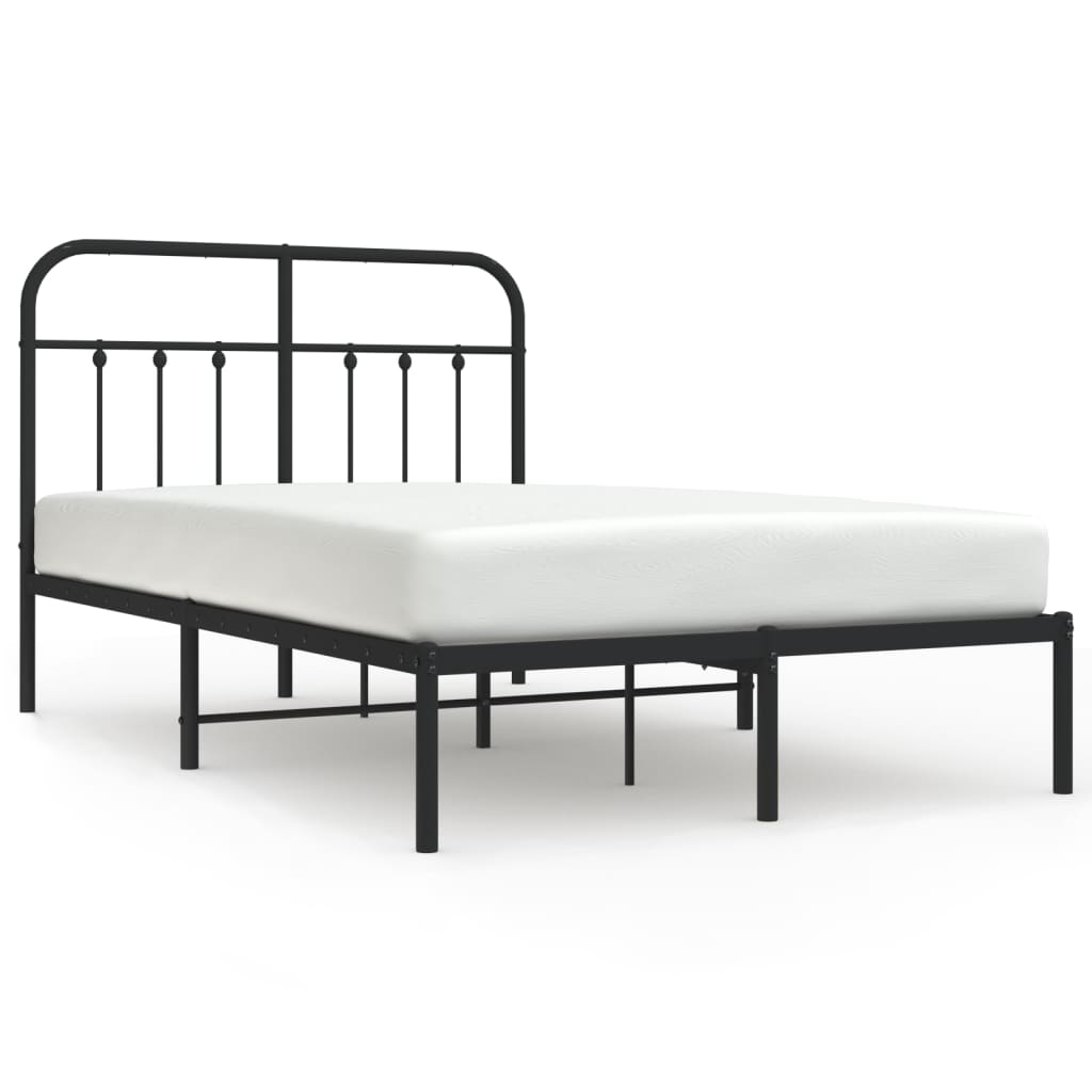 Sengeramme i metall med sengegavl svart 120x200 cm