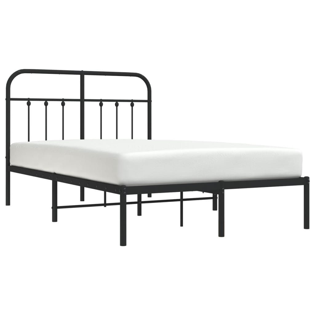 Sengeramme i metall med sengegavl svart 120x200 cm
